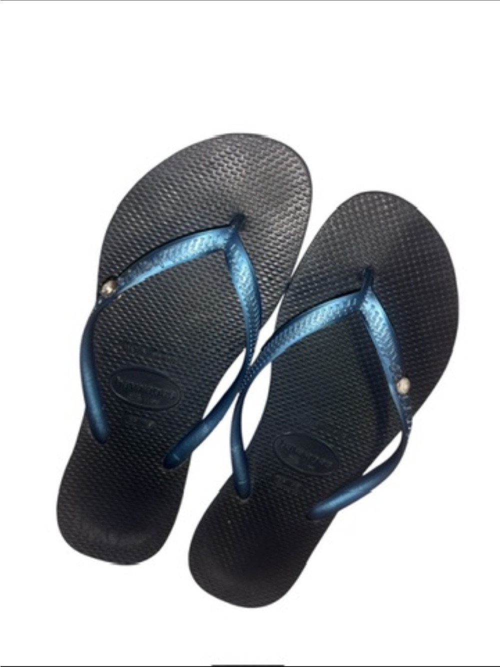 Havaianas Women’s Metallic Blue Flip Flops - Navy size 7/8